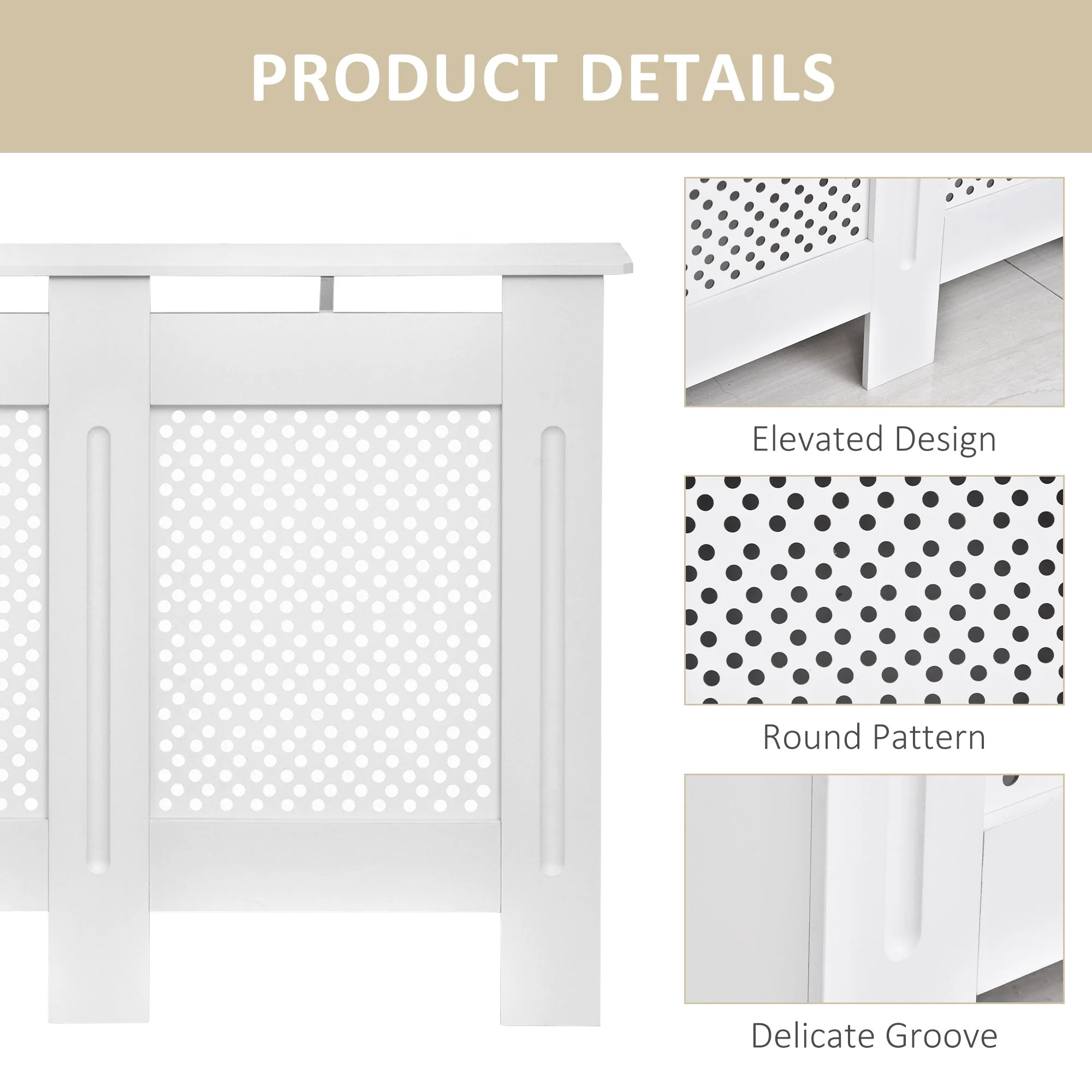 Wooden Radiator Cover Heating Cabinet Modern Home Furniture Grill Style White Painted Medium - Image 6