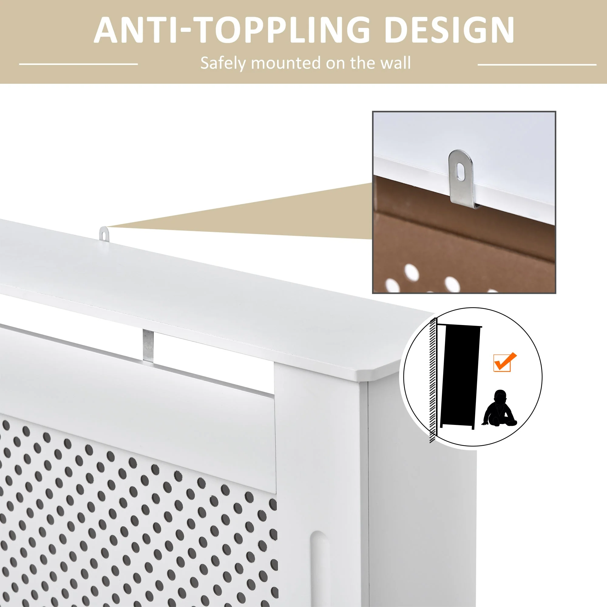Wooden Radiator Cover Heating Cabinet Modern Home Furniture Grill Style White Painted Medium - Image 7