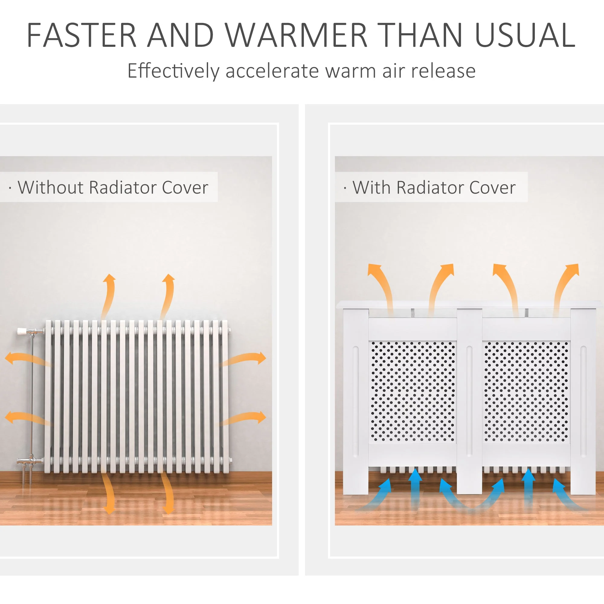 Wooden Radiator Cover Heating Cabinet Modern Home Furniture Grill Style White Painted Medium - Image 8