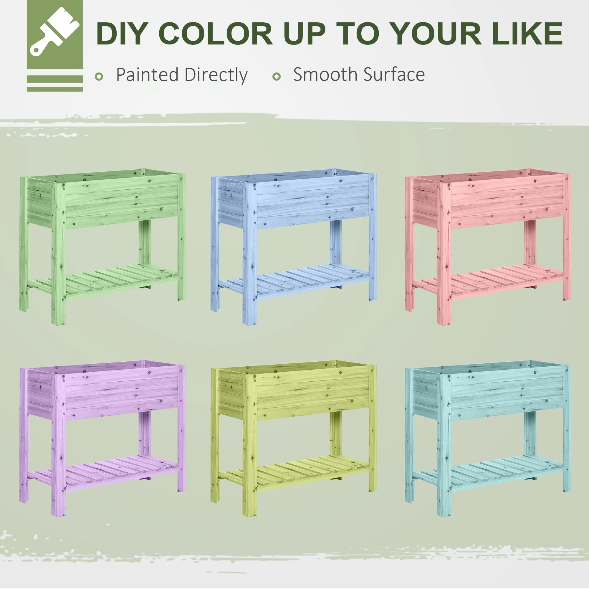 Wooden Raised Plant Stand Outdoor Flower Bed Box with Clapboard 100 x 40 x 84cm - Image 7