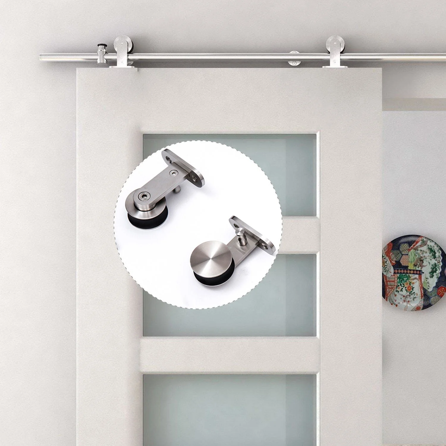 Wooden Sliding Door Kit Stainless Steel Smooth Operation Hardware Track Kit System Unit For Single Door 2000mm - Image 5