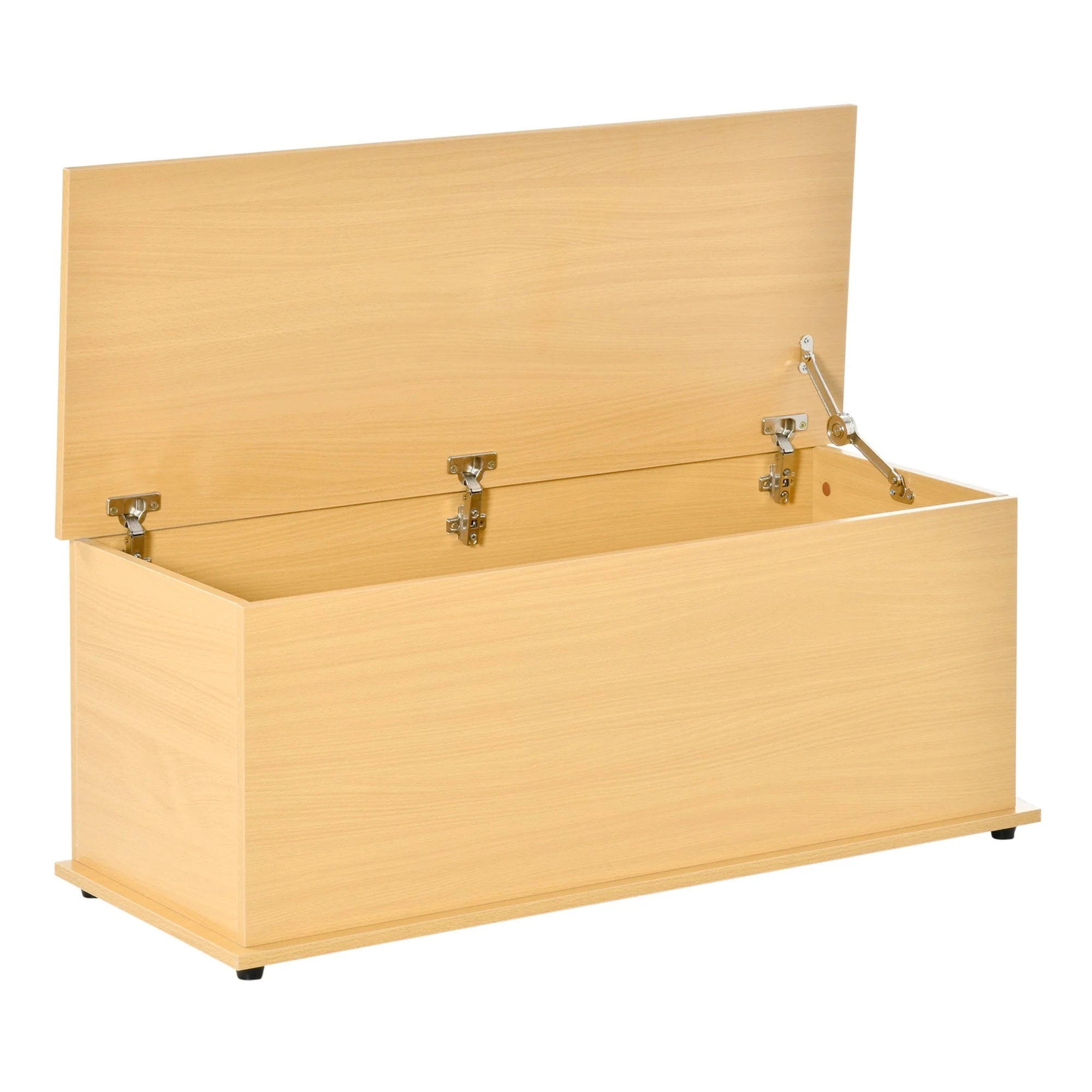 Wooden Storage Box Clothes Toy Chest Bench Seat Ottoman Bedding Blanket Trunk Container with Lid - Burlywood - Image 7