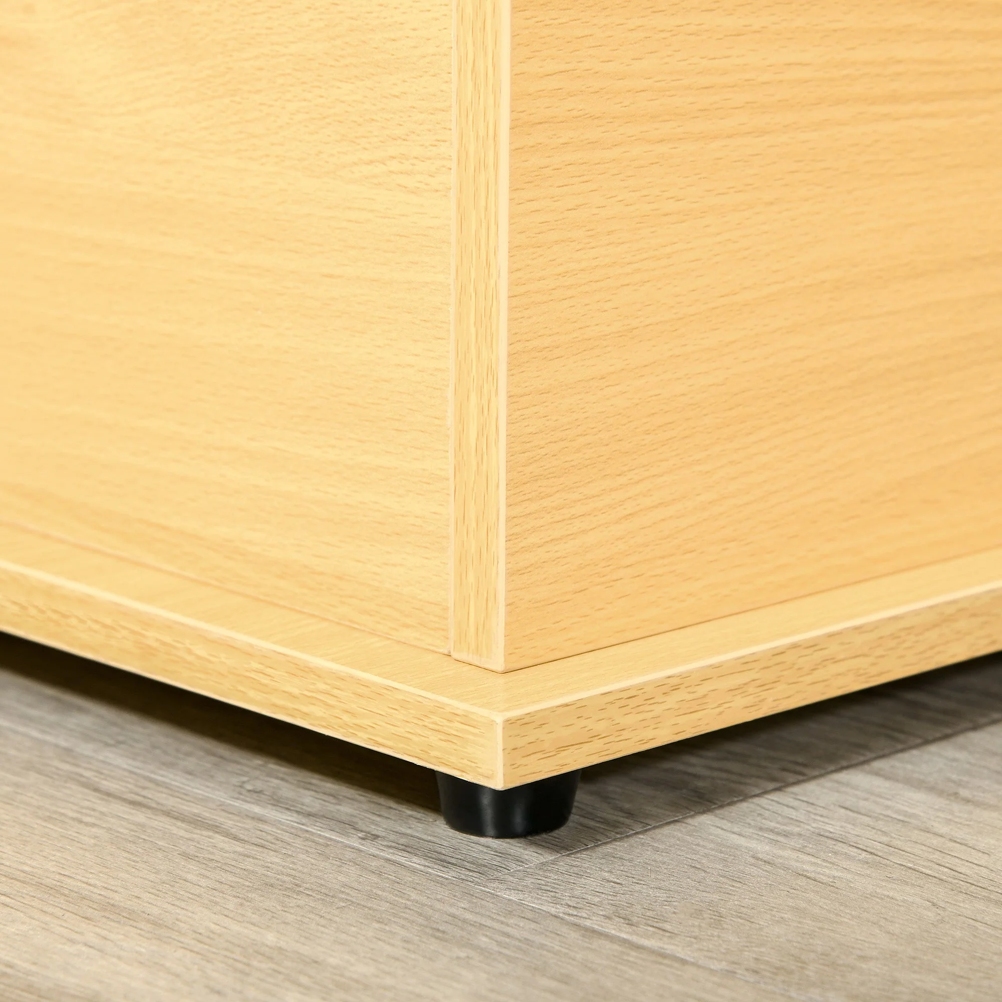 Wooden Storage Box Clothes Toy Chest Bench Seat Ottoman Bedding Blanket Trunk Container with Lid - Burlywood - Image 8