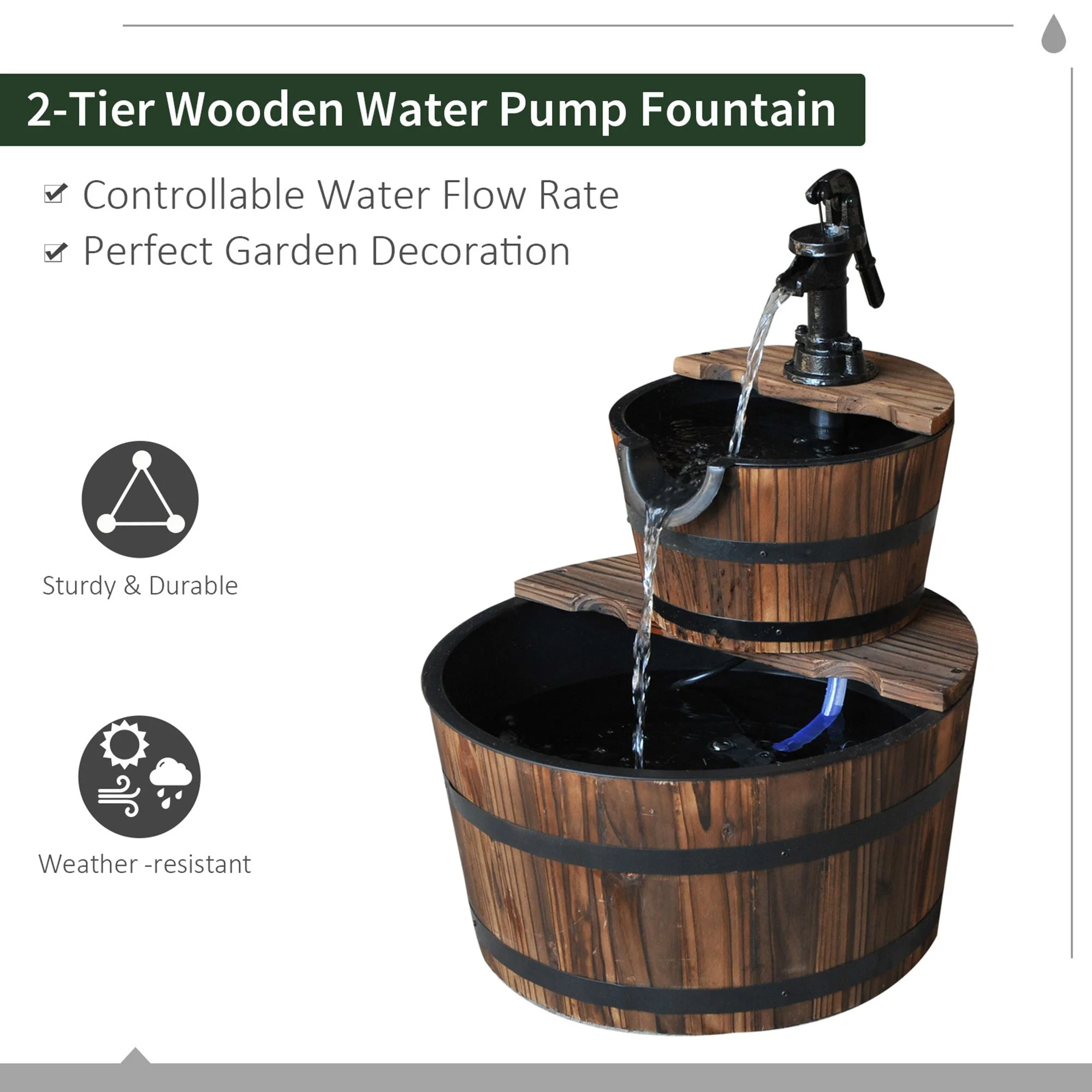 Wooden Water Pump Fountain - Image 5