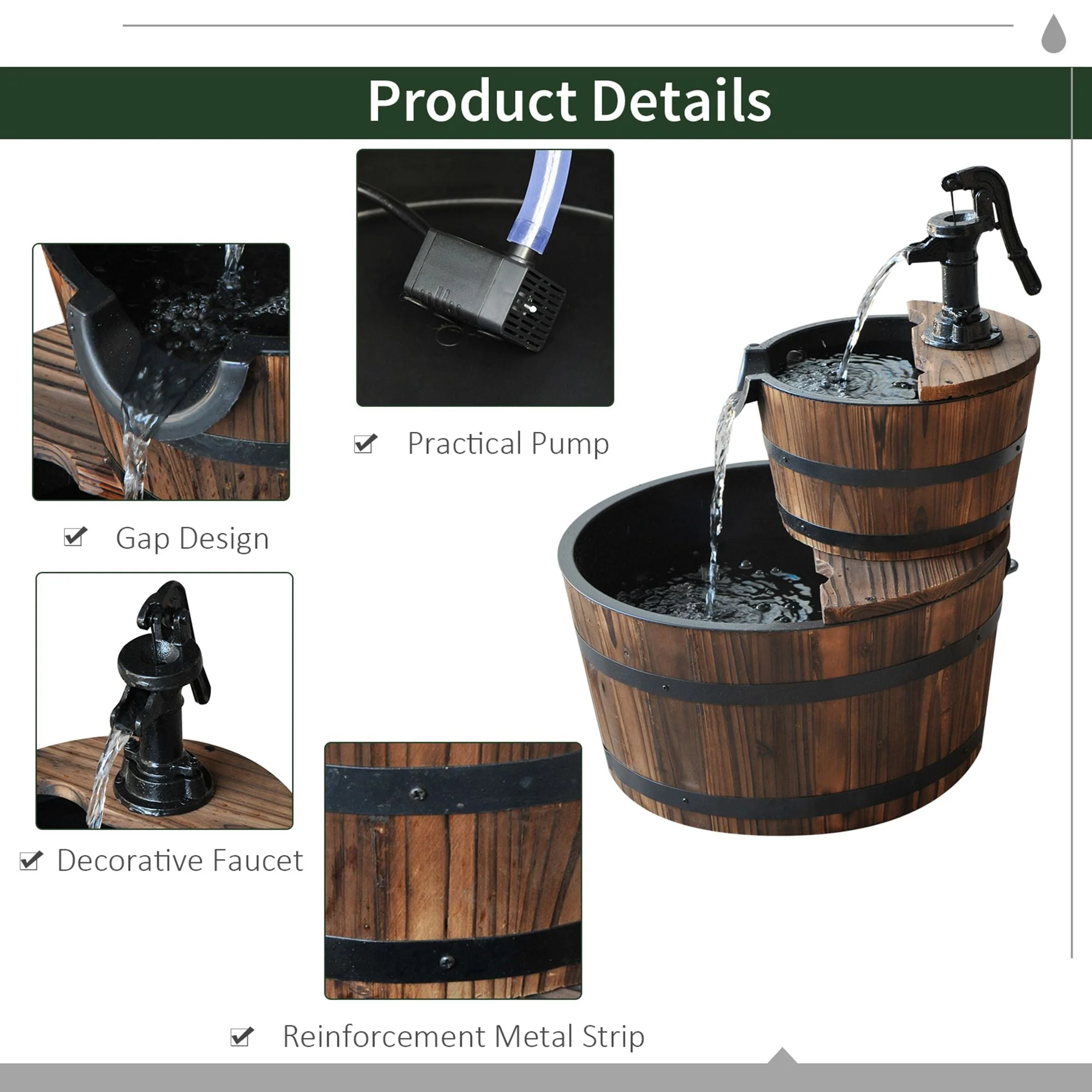 Wooden Water Pump Fountain - Image 6
