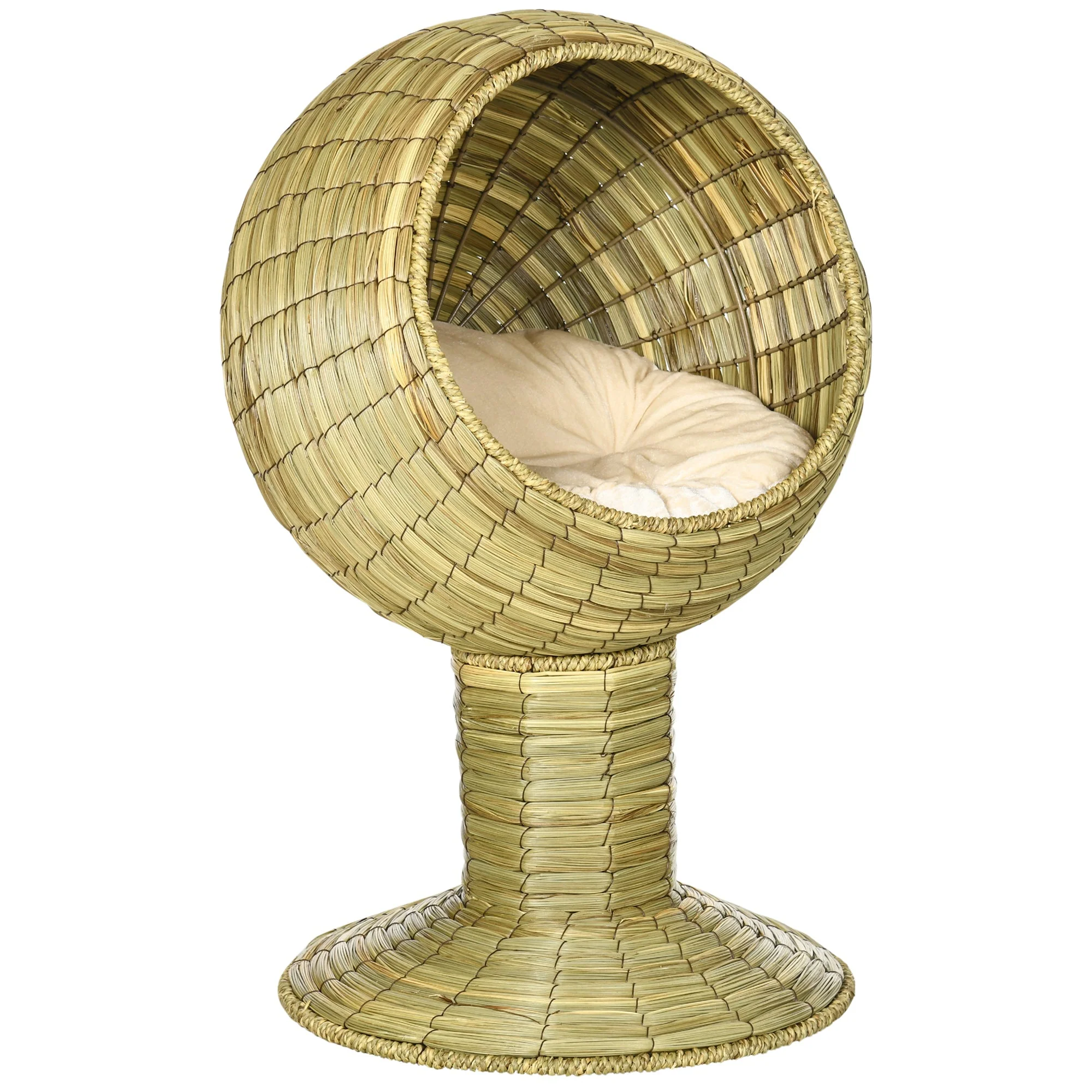 Woven 41 x 41cm Cat Bed Cyclindrical Elevated Tower by Pawhut - Image 4