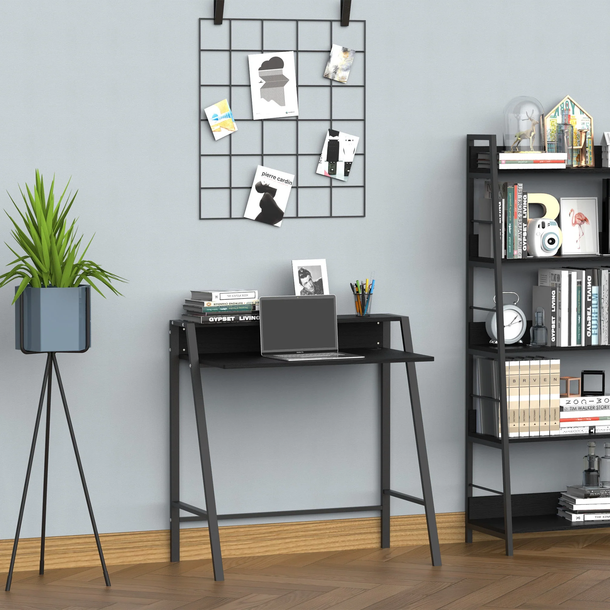 Writing Desk Computer Table Home Office PC Laptop Workstation Storage Shelf Black - Image 2