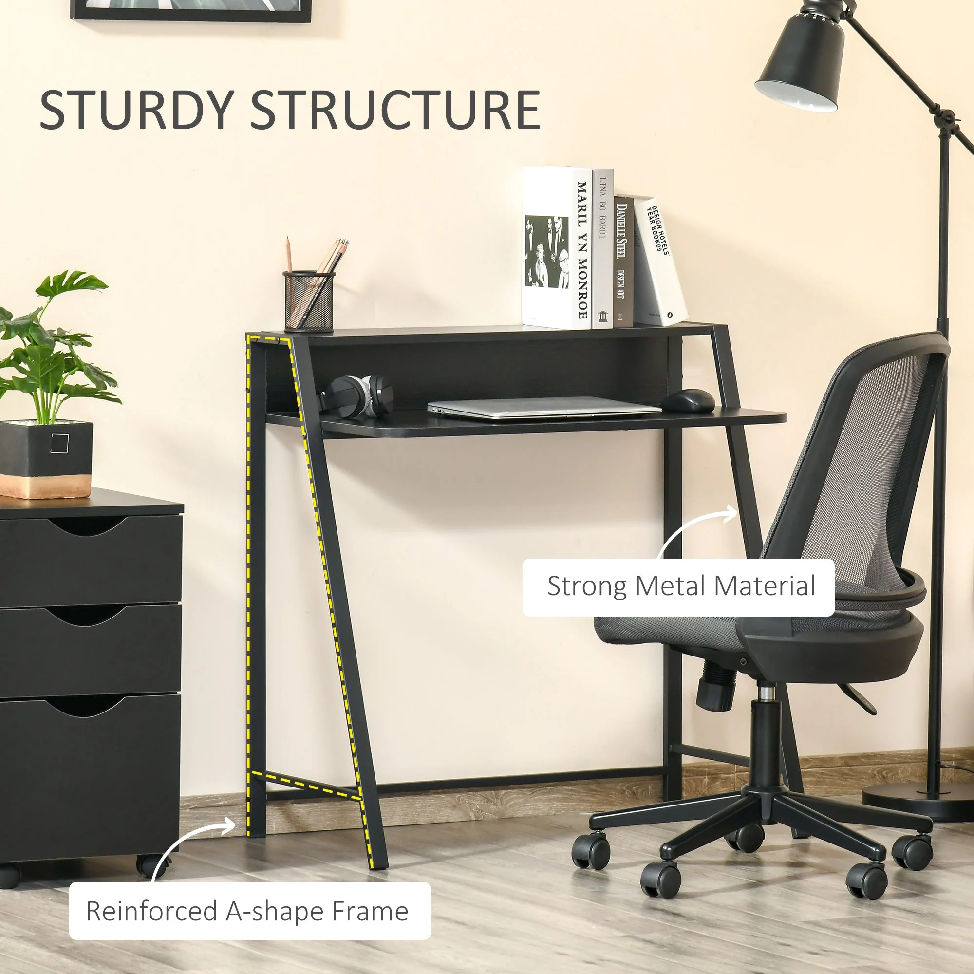 Writing Desk Computer Table Home Office PC Laptop Workstation Storage Shelf Black - Image 5