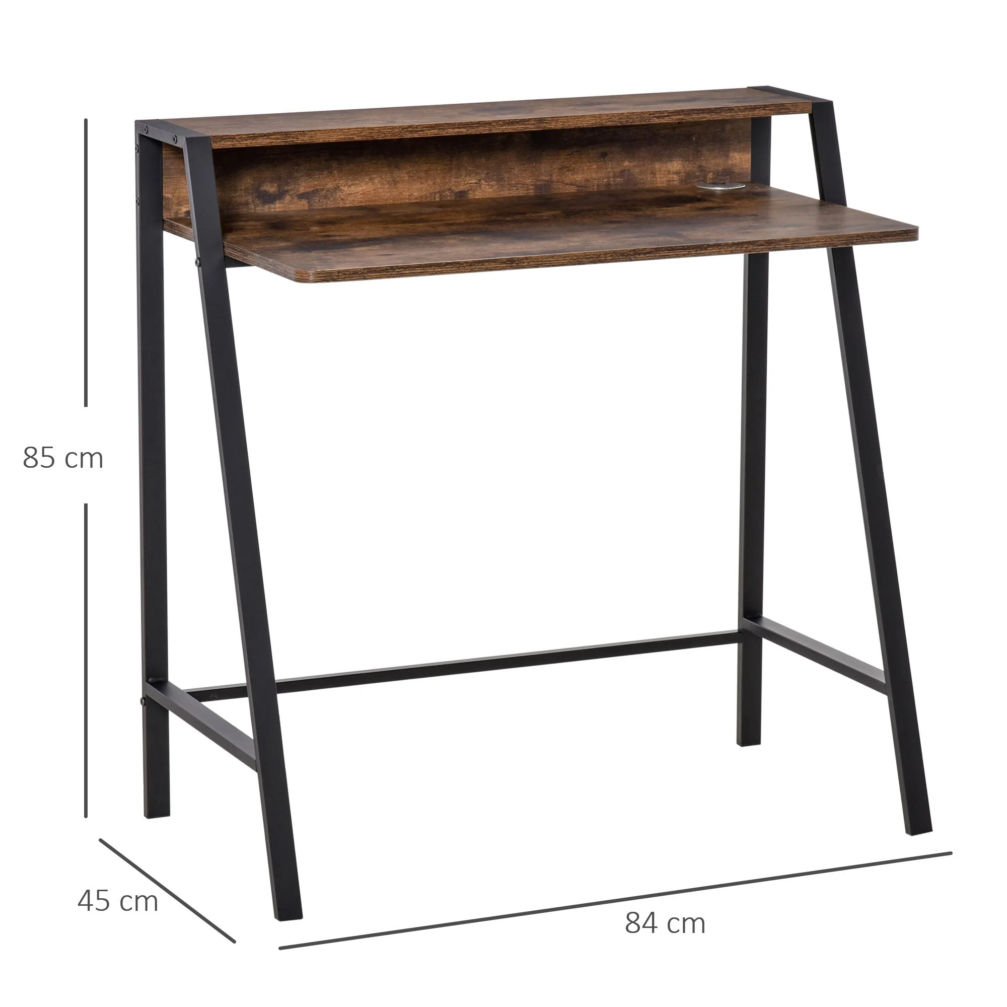 Writing Desk Computer Table Home Office PC Laptop Workstation Storage Shelf Rustic Brown - Image 3