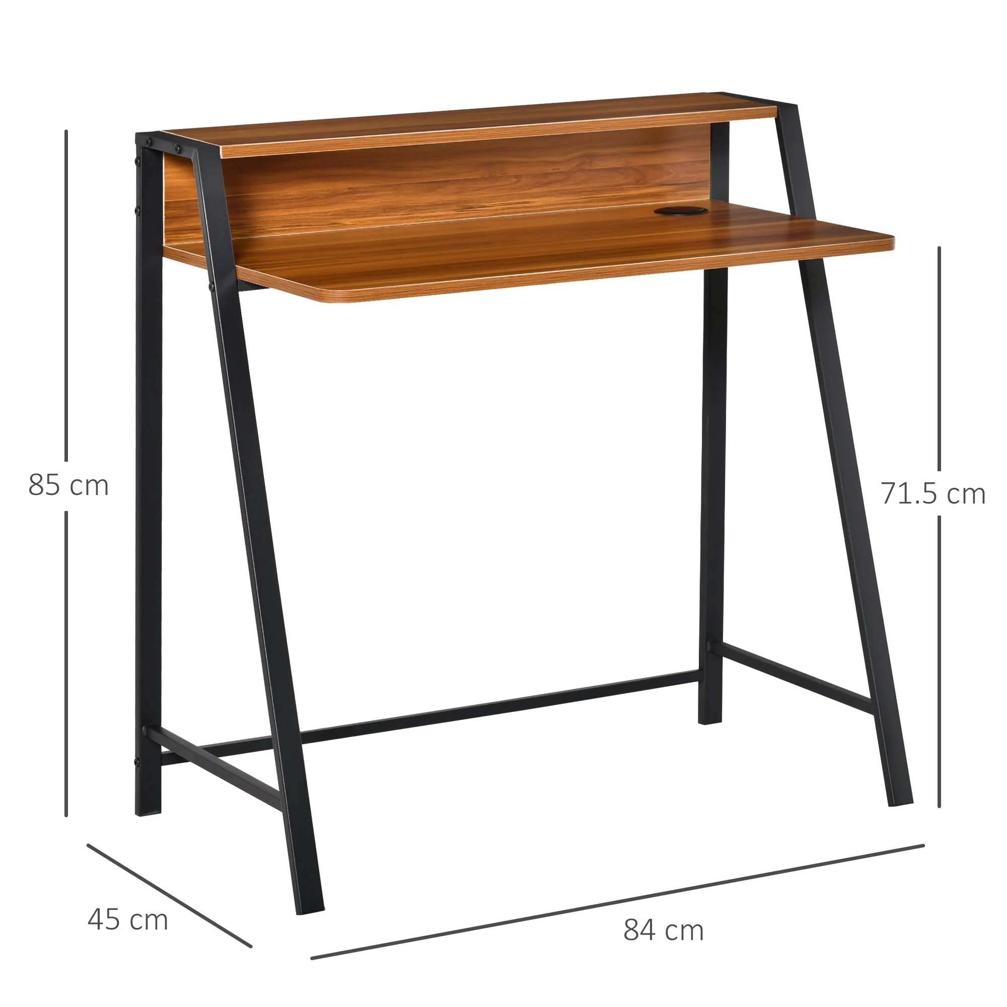 Writing Desk Computer Table Home Office PC Laptop Workstation Storage Shelf Walnut - Image 3