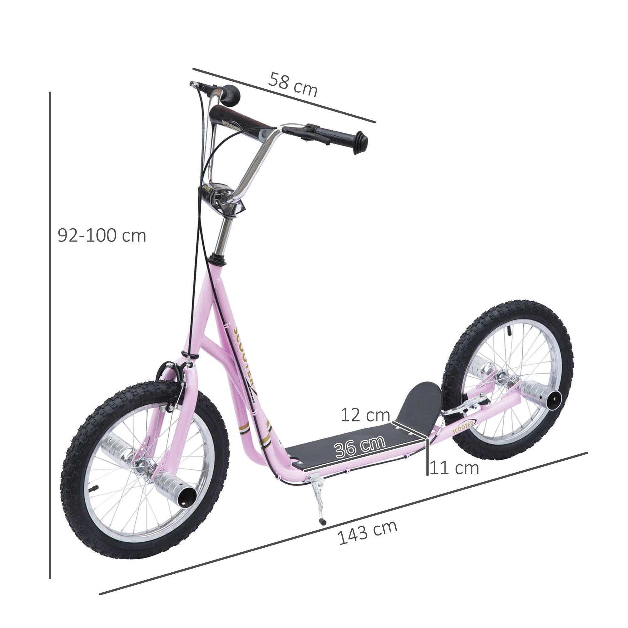 Youth Scooter Adult Teen Push Scooter Kids Children Stunt Scooter Bike Bicycle Ride On 16" Pneumatic Tyres - Image 3