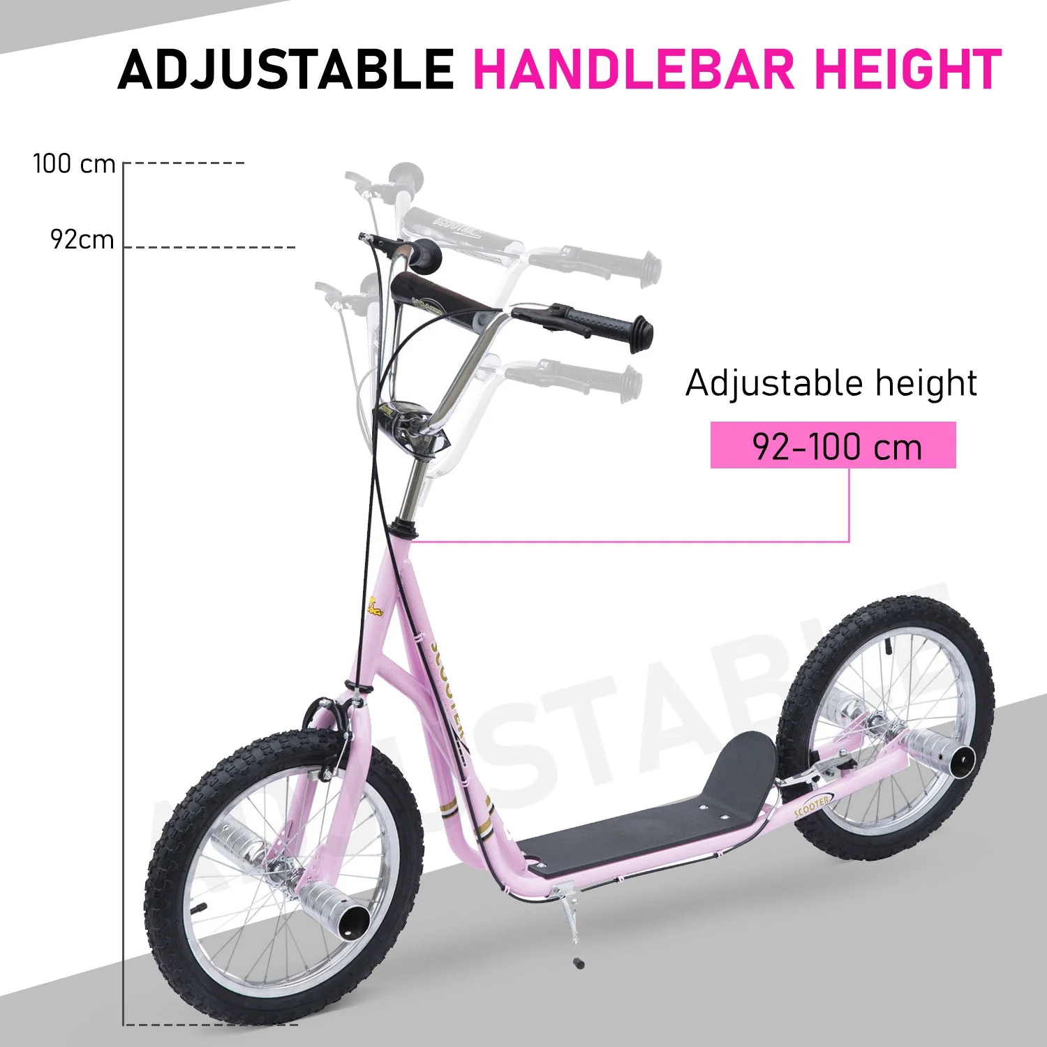 Youth Scooter Adult Teen Push Scooter Kids Children Stunt Scooter Bike Bicycle Ride On 16" Pneumatic Tyres - Image 4