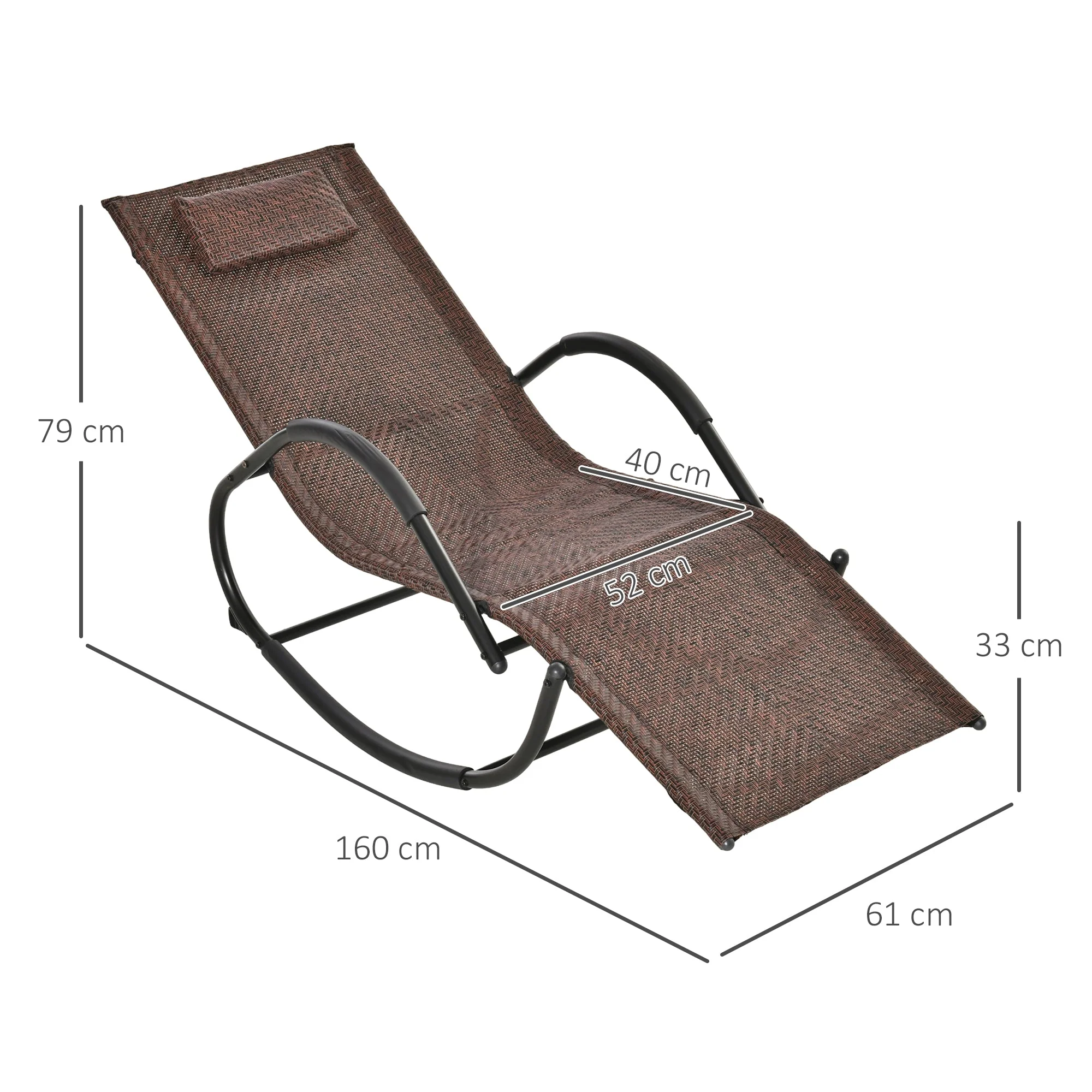 Zero Gravity Rocking Lounge Chair w/ Pillow for Indoor & Outdoor Texteline Brown - Image 3