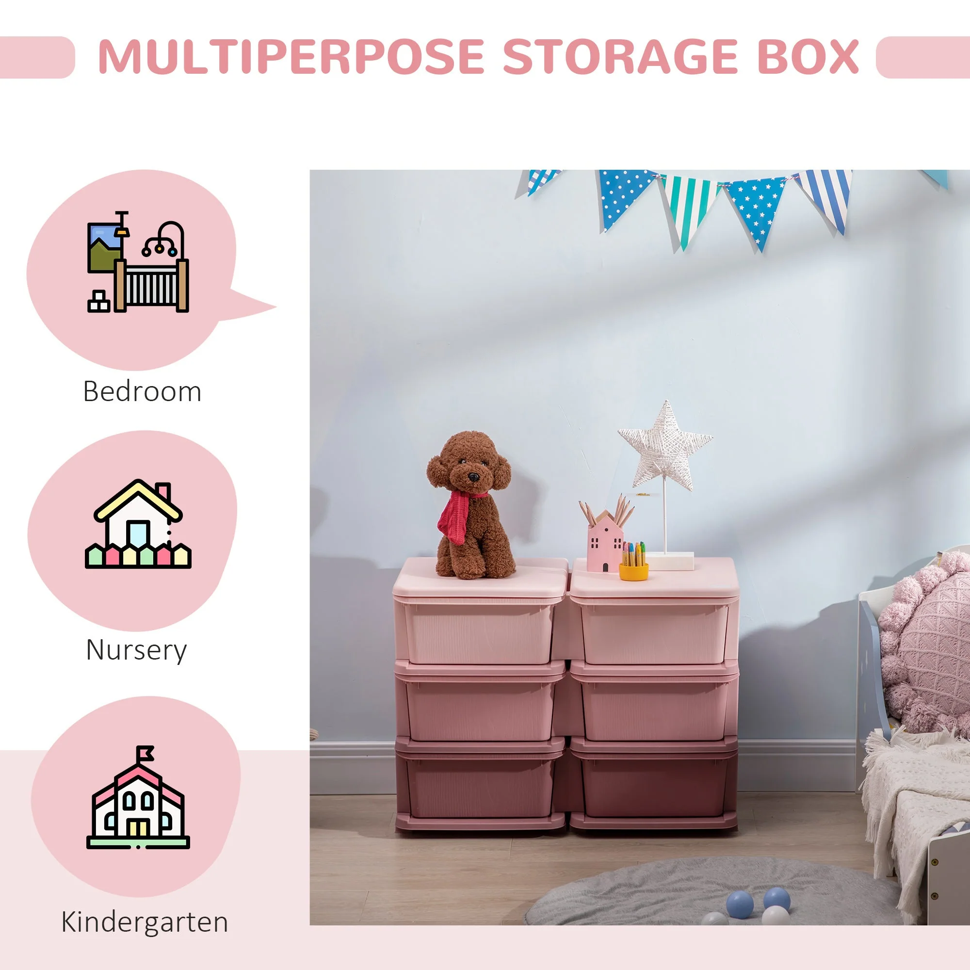 ZONEKIZ Kids Storage Units with 6 Drawers - Image 5