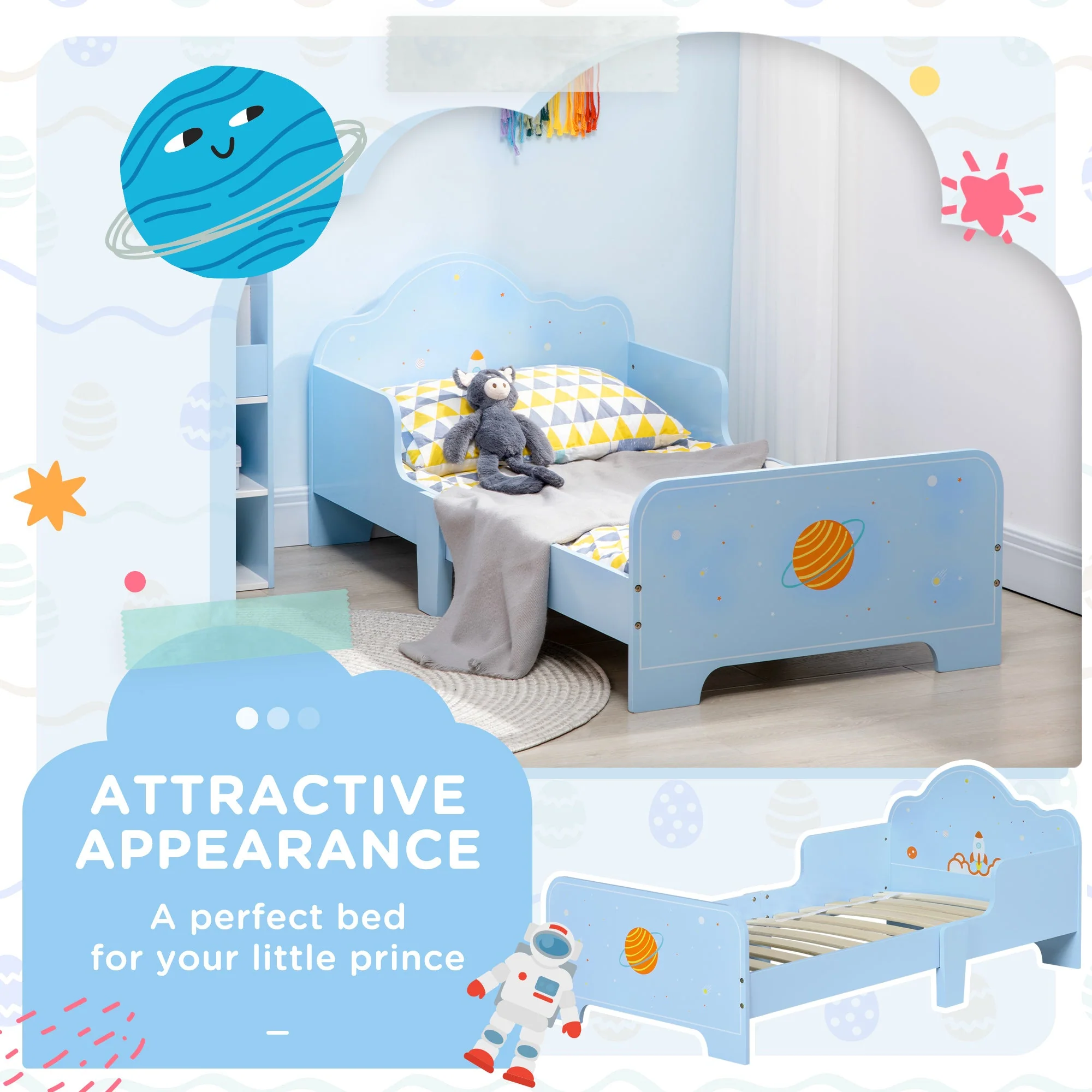 ZONEKIZ Space Themed Toddler Bed - Image 3