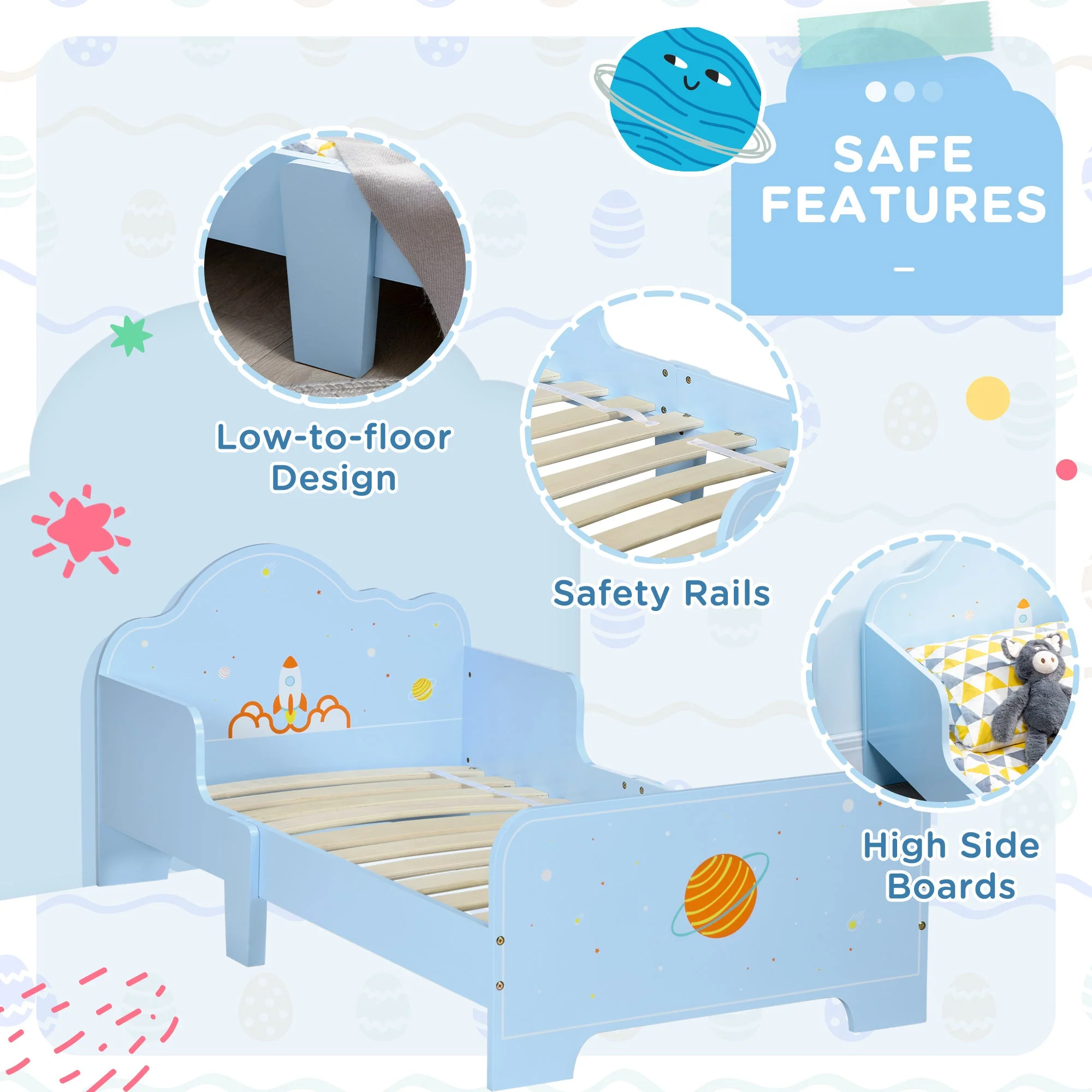 ZONEKIZ Space Themed Toddler Bed - Image 4
